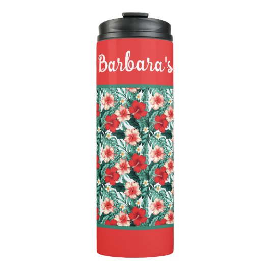 Personalize Hibiscus Flowered  Thermosbeker (Voorkant)