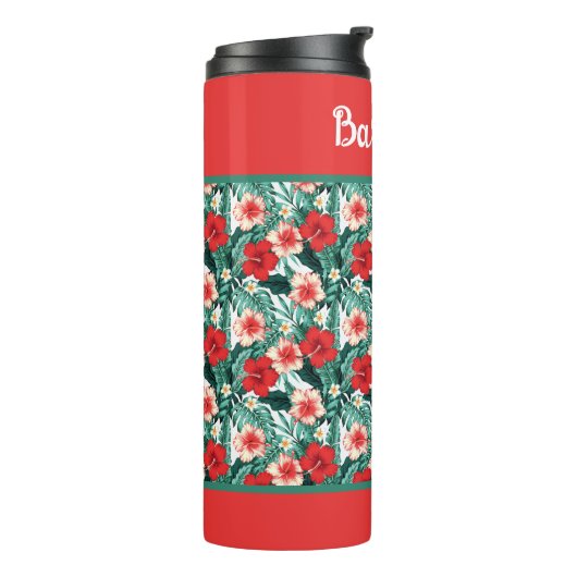 Personalize Hibiscus Flowered  Thermosbeker (Gedraaid links)