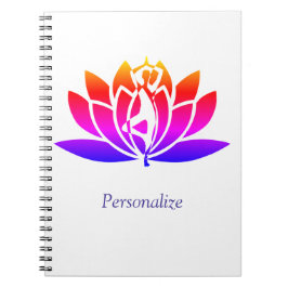 Personalize Illustrated Lotus Flower & Yoga Pose Notitieboek