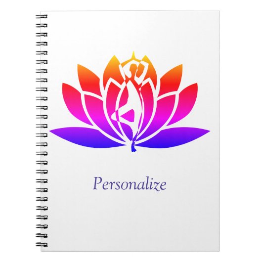 Personalize Illustrated Lotus Flower & Yoga Pose Notitieboek (Voorkant)