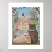 Personalize Initials Wedding Cats Art Print (Voorkant)