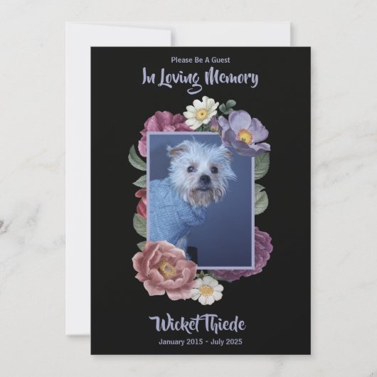 Personalize It! Floral Photo Pet Memorial Kaart (Voorkant)
