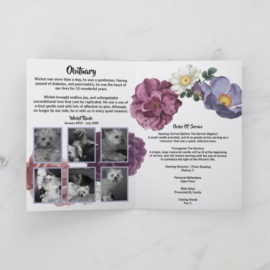 Personalize It! Floral Photo Pet Memorial Programma (Binnen)