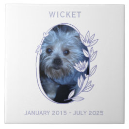 Personalize It! Pet Memorial Oval Floral Photo Tegeltje