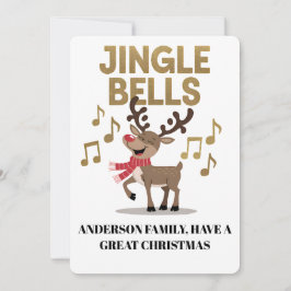 Personalize Jingle Bells Singing Reindeer Feestdagenkaart