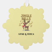 Personalize Jingle Bells Singing Reindeer Ornament Kaart (Voorkant)