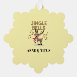 Personalize Jingle Bells Singing Reindeer Ornament Kaart