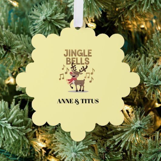 Personalize Jingle Bells Singing Reindeer Ornament Kaart (Insitu (Drie))