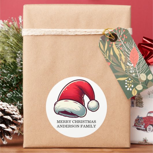 Personalize Jolly Brain Warmer Greeting Card Ronde Sticker (Feestdagen)