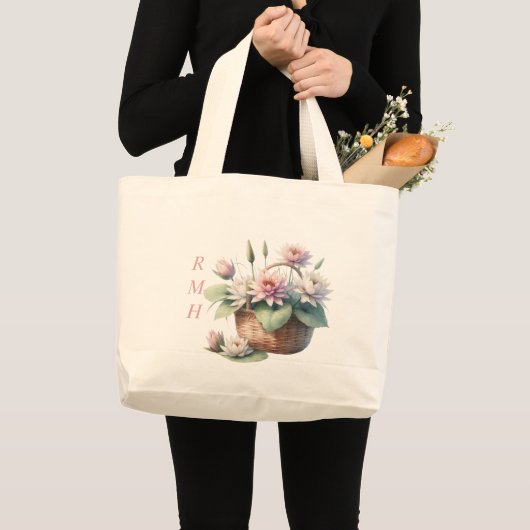 Personalize July Water Lily Tote Bag (Voorkant (product))