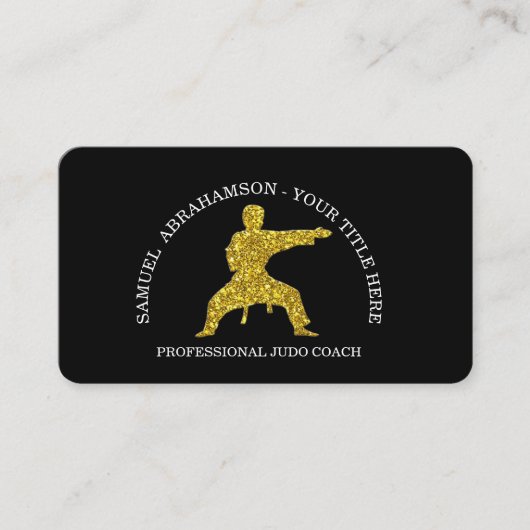 Personalize Karate instructor Gold Kickboxing  Visitekaartje (Voorkant)