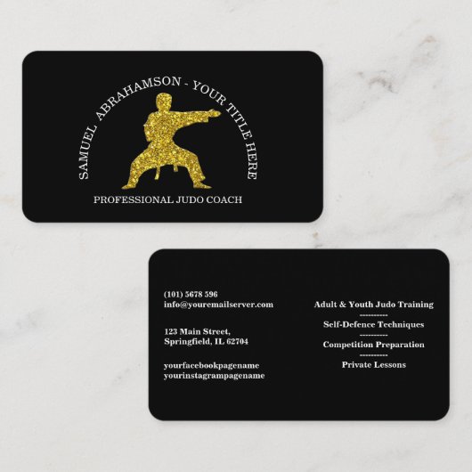 Personalize Karate instructor Gold Kickboxing  Visitekaartje (Voorkant / Achterkant)