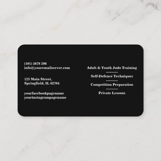 Personalize Karate instructor Gold Kickboxing  Visitekaartje (Achterkant)