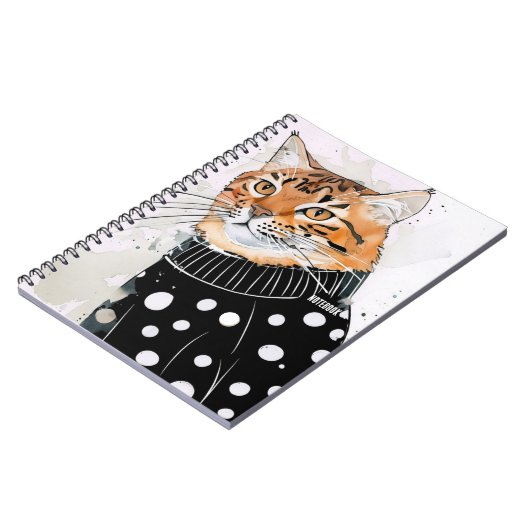 Personalize: Kat in Zwarte Polkadot Trui | Notitieboek (Linkerzijde)