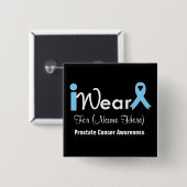 Personalize Light Blue Ribbon Prostate Cancer Vierkante Button 5,1 Cm (Voorkant /achterkant)