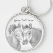 Personalize Love Horses Button Sleutelhanger (Voorkant)