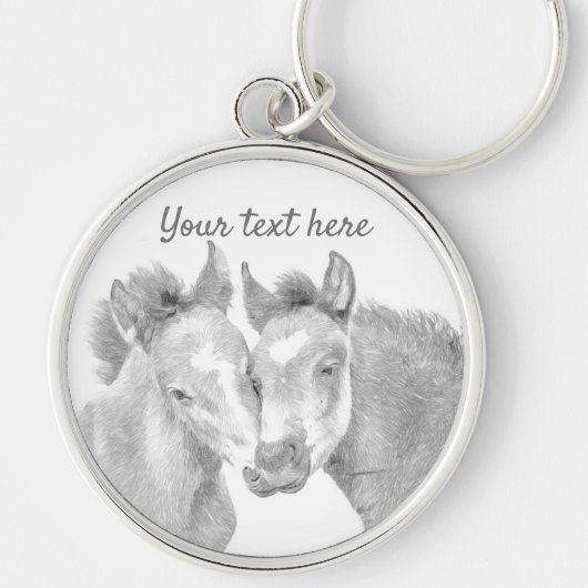 Personalize Love Horses Button Sleutelhanger (Voorkant)