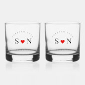 Personalize Love Shape Stem Wedding Monogram  Whisky Glas (Voorkant)