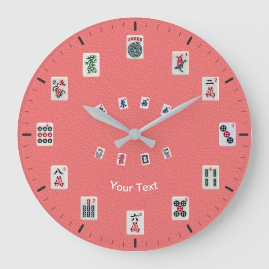Personalize MahJong tiles design on pink Grote Klok (Voorkant)