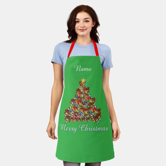 Personalize Merry Christmas Brt Green Holiday  Schort (Gedragen)