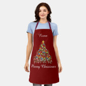 Personalize Merry Christmas Dk Red Holiday  Schort (Gedragen)