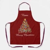 Personalize Merry Christmas Dk Red Holiday  Schort (Voorkant)
