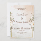 Personalize Minimalistic Floral wedding Invitation Kaart (Voorkant)