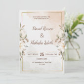 Personalize Minimalistic Floral wedding Invitation Kaart (Staand voorkant)