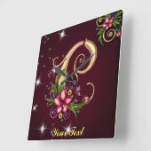 Personalize Monogram C Wall Clock Vierkante Klok (Hoek)