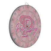 Personalize Name and Letter on Pastel Pink Color Dartbord (Voorkant Links)