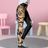 Personalize Name Cute Cat Pet Animal Striped Black Leggings
