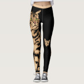 Personalize Name Cute Cat Pet Animal Striped Black Leggings (Voorkant)
