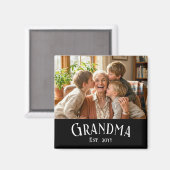 Personalize Name Grandma Est Year Photo Gift Magneet (Voorkant / Achterkant)