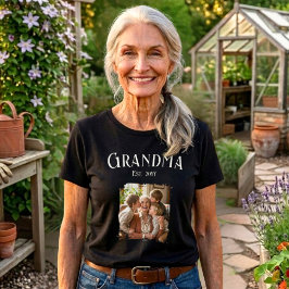 Personalize Name Grandma Est Year Photo T-shirt