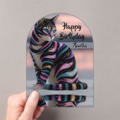 personalize name & image cat birthday acryl uitnodigingen (Insitu (Draagbaar))
