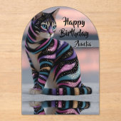 personalize name & image cat birthday acryl uitnodigingen (Voorkant)