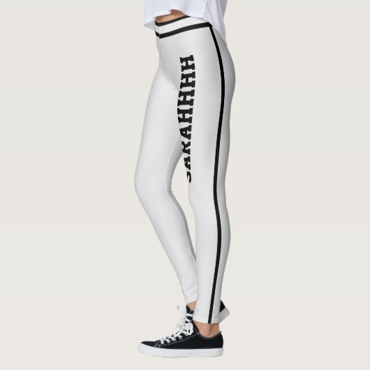 Personalize Name Light Grey Black Stripes Fun Gift Leggings (Links)