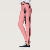 Personalize Name Light Red Black Stripes Fun Gift Leggings (Links)