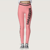Personalize Name Light Red Black Stripes Fun Gift Leggings (Voorkant)