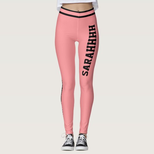 Personalize Name Light Red Black Stripes Fun Gift Leggings (Voorkant)