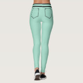 Personalize Name Light Teal Black Stripes Fun Gift Leggings (Achterkant)