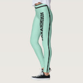 Personalize Name Light Teal Black Stripes Fun Gift Leggings (Links)