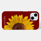 Personalize Name Maroon Red Yellow Sunflower  Case-Mate iPhone Case (Achterkant (horizontaal))