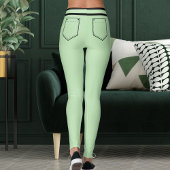 Personalize Name Pale Green Black Stripes Fun Gift Leggings