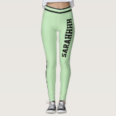 Personalize Name Pale Green Black Stripes Fun Gift Leggings (Voorkant)