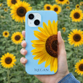 Personalize Name Sky Blue Yellow Sunflower  Case-Mate iPhone Case