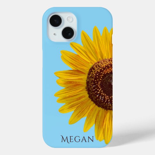 Personalize Name Sky Blue Yellow Sunflower  Case-Mate iPhone Case (Achterkant)