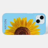 Personalize Name Sky Blue Yellow Sunflower  Case-Mate iPhone Case (Achterkant (horizontaal))