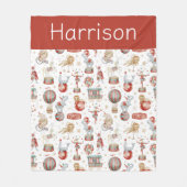 personalize Nostalgic Vintage Circus Pattern Fleece Deken (Voorkant)