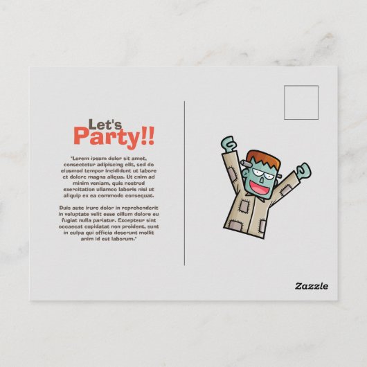 Personalize Party Frankenstein Briefkaart (Achterkant)